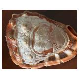 Carved Cameo Conch Shell with Floral and Female Portrait Design