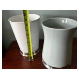 Set of 2 Decorative Ceramic Vases with Silver Plated Bases