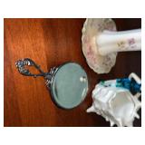 Antique Collection with Porcelain Hatpin RS Holder, Flapper Lady Figurine, and Accessories