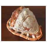Carved Cameo Conch Shell with Floral and Female Portrait Design