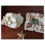 Shell Framed Art Titled "Child Jesus of the Sea" with Decorative Seashell and Starfish Collection