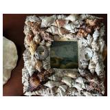 Shell Framed Art Titled "Child Jesus of the Sea" with Decorative Seashell and Starfish Collection