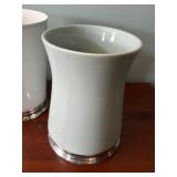 Set of 2 Decorative Ceramic Vases with Silver Plated Bases