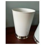 Set of 2 Decorative Ceramic Vases with Silver Plated Bases