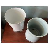 Set of 2 Decorative Ceramic Vases with Silver Plated Bases