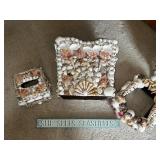Set of Decorative Shell-Encrusted Items with Seashells Sign