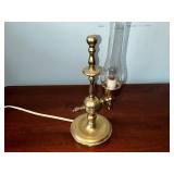 Vintage Brass Electric Hurricane Lamp with Glass Chimney