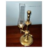 Vintage Brass Electric Hurricane Lamp with Glass Chimney