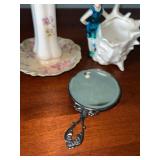 Antique Collection with Porcelain Hatpin RS Holder, Flapper Lady Figurine, and Accessories