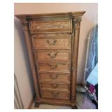 Vintage Oak Wooden Lingerie Chest with Ornate Accents