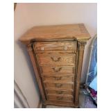 Vintage Oak Wooden Lingerie Chest with Ornate Accents