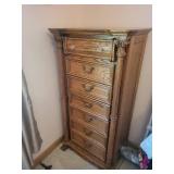 Vintage Oak Wooden Lingerie Chest with Ornate Accents