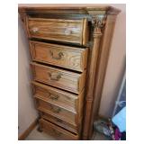 Vintage Oak Wooden Lingerie Chest with Ornate Accents