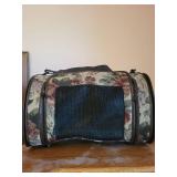 Pet Carrier Tote with Floral Design and Mesh Sides