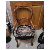 Antique Floral Needlepoint Accent Chair