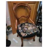 Antique Floral Needlepoint Accent Chair