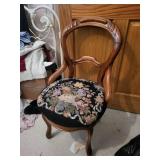 Antique Floral Needlepoint Accent Chair