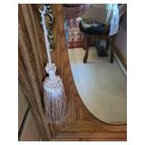 Ornate Wooden Tallboy Dresser with Mirror and Drawers