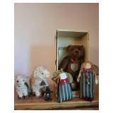 Set of Louis Teddy Bear 44 and Plush Lambs with Angel Dolls