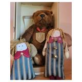 Set of Louis Teddy Bear 44 and Plush Lambs with Angel Dolls