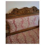Antique Victorian Settee with Pink Floral Upholstery