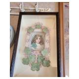 Vintage Wall Decor Collection: Antique Advertisement, Valentine Shadowbox, Posters, Clock, and Coat Rack