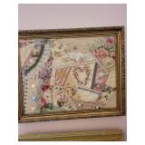Antique Framed Embroidery Sampler and Crazy Quilt Art