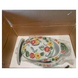 6 Piece Oval Handpainted Ovenware Set with Floral Embroidery Design