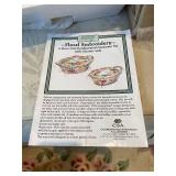 6 Piece Oval Handpainted Ovenware Set with Floral Embroidery Design