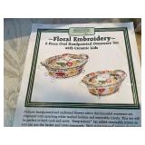6 Piece Oval Handpainted Ovenware Set with Floral Embroidery Design
