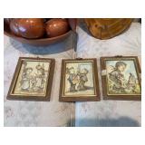 Vintage Decor and Collectibles Set - Shelf, Bowl with Wooden Fruit, Wall Clock, Wall Plaques, and Violin Decor