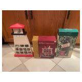 Lighthouse Figurine Display Frame with Set of 12 Monthly Lighthouses and Fishing Decor