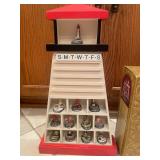 Lighthouse Figurine Display Frame with Set of 12 Monthly Lighthouses and Fishing Decor