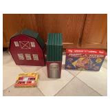 Collection of Vintage Toy Sets: Bongards Creamery Barn, Radio Flyer Wagon, Firefighter Die Cast