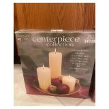 Holiday Centerpiece Collection with Candles and Decor, Plus Glass Cylinder Tea-Light Holders