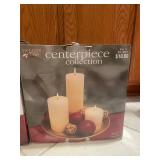 Holiday Centerpiece Collection with Candles and Decor, Plus Glass Cylinder Tea-Light Holders