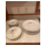 Set of 10 Stoneware Plates and 6 Bowls with Floral Design