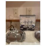 Collection of Silver Plated Home Decor Items including Candelabra and Goblets