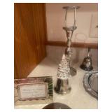 Collection of Silver Plated Home Decor Items including Candelabra and Goblets