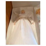 Collection of Ceramic and Cloth Angel Figurines and Artificial Flower Basket