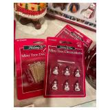Assorted Christmas Decorations and Mini Tree Ornaments