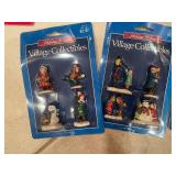 Set of 20+ Holiday Time Village Collectibles Figurines with Display Shelf