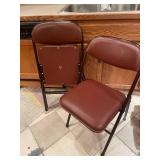 Pair of Brown Metal Folding Chairs
