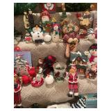 Large Collection of Christmas Decorations Including Snowman Figures and Tree Ornaments