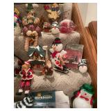 Large Collection of Christmas Decorations Including Snowman Figures and Tree Ornaments
