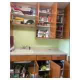 All Contents of Cupboards. A Collection of Household and Cleaning Supplies with Assorted Caps and Clothing