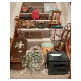 Eclectic Collection of Decorative Items and Non-Working Stereo