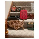 Eclectic Collection of Decorative Items and Non-Working Stereo