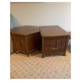Pair of Vintage Wooden End Tables with Storage
