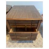Pair of Vintage Wooden End Tables with Storage